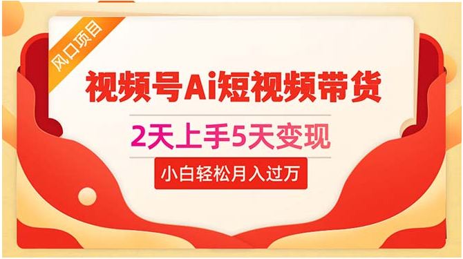 （10807期）2天上手5天变现视频号Ai短视频带货0粉丝0基础小白轻松月入过万-启点工坊